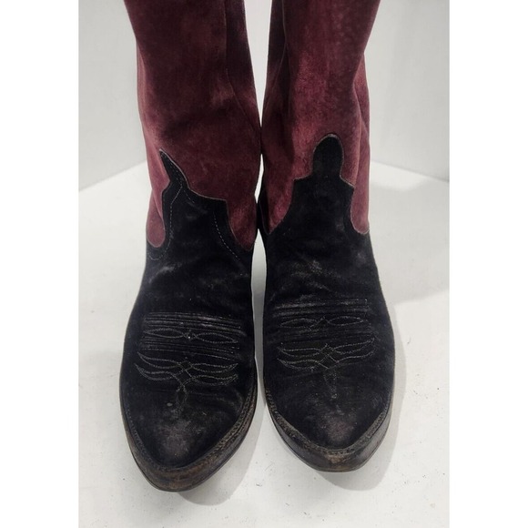 Anderson Bean 4170C Suede Cabernet Black Womens Western Boots Size 4 Made In USA - Picture 9 of 14